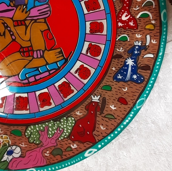 🇲🇽 Vintage Mayan Folk Art Mayan Calendar Plate Decor Spiritual - Picture 6 of 16